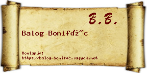Balog Bonifác névjegykártya